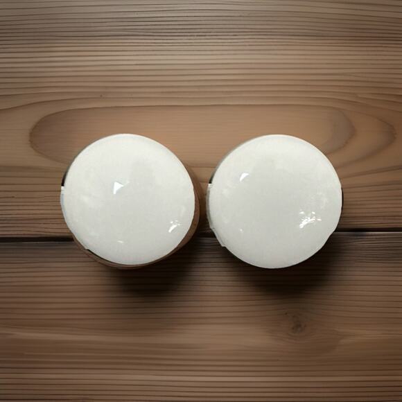 Vtg Milk Glass Button Clip On Cabochon Earrings. - Picture 1 of 3